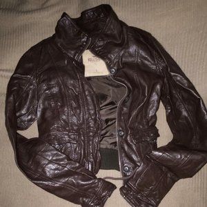Hollister faux leather bomber jacket sz Small